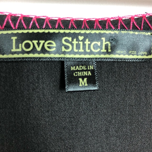 Love Stitch Boho Black Dress with Embroidery Sz M - Picture 6 of 8